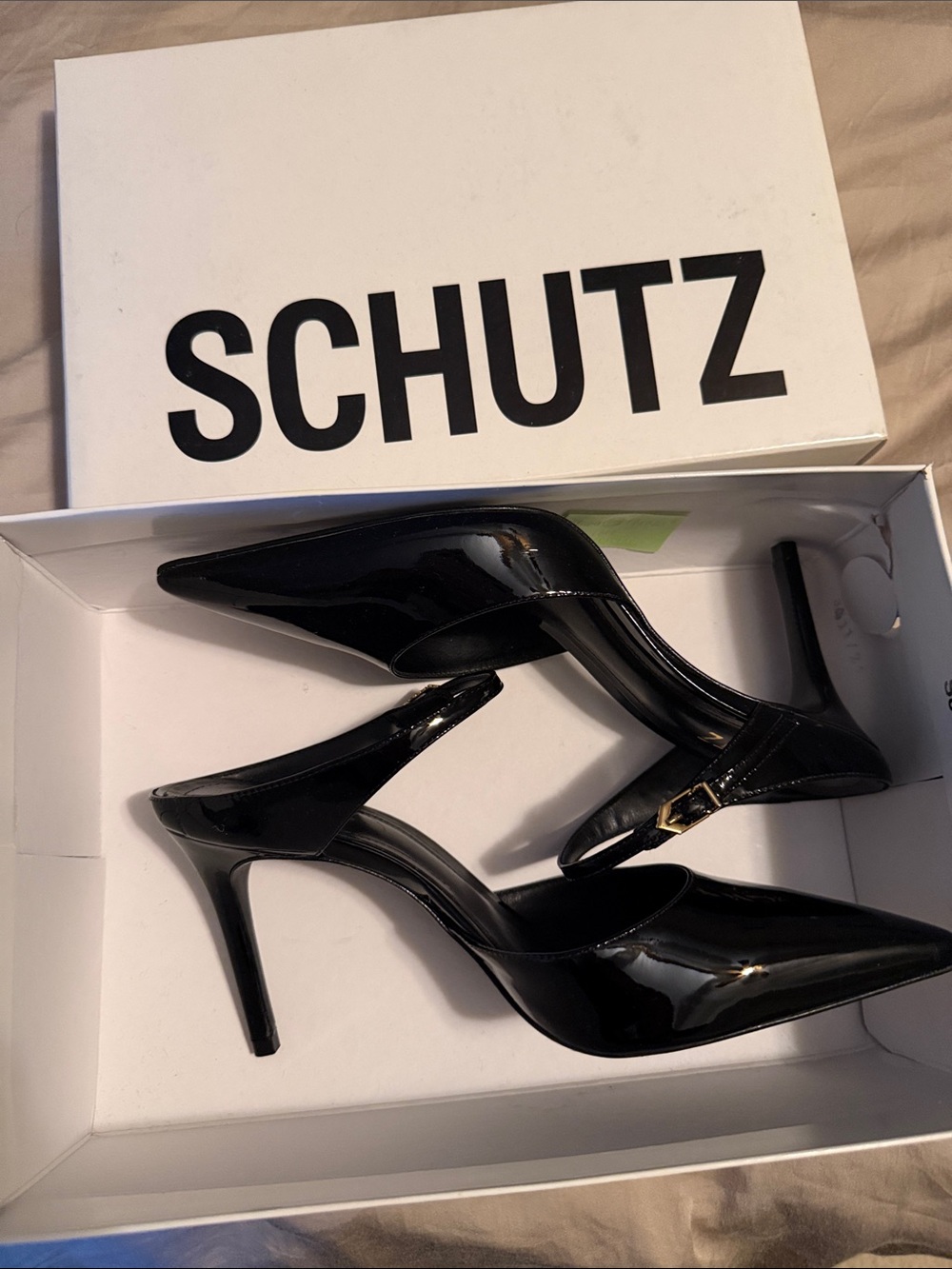 SCHUTZ Black Patent Pointed Stiletto Heels